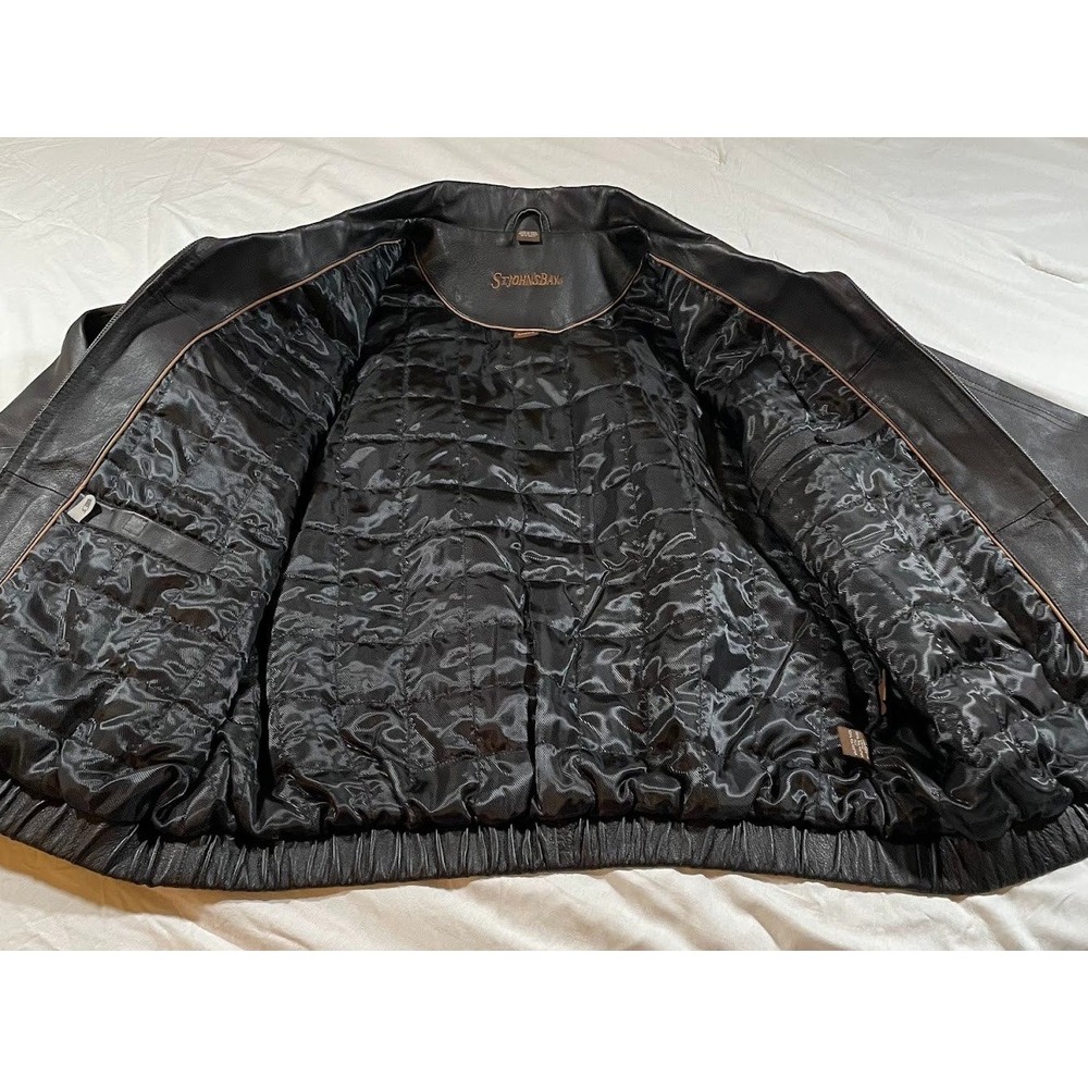 St. John's Bay Black Leather Jacket, Large - Picture 4 of 13